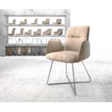 👉 Eetkamerstoel beige staal DELIFE Vinja-Flex vintage suède-look X-frame roestvij 4251487151563