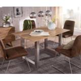 👉 Eettafel DELIFE Swiss-Edge 140x90 acacia natuurlijk frame breed 4251487141168