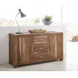 👉 Dressoir DELIFE Indra 145 cm sheesham natuur 3 schuifladen 2 deuren 4251487144367