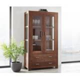 👉 Vitrinekast bruin glas DELIFE Indra acacia 100 cm 2 deuren laden 4251487144404