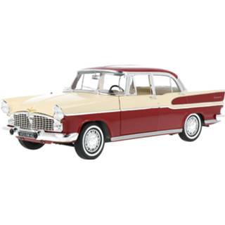 👉 Modelauto norev Cardinal Red Die-Cast Simca Vedette Chambord met Caravan Hénon - schaal 1:18 3551091857280