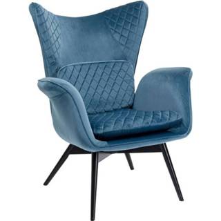 👉 Fauteuil blauw hout active Kare Tudor Velvet Petrol 4025621847762