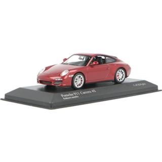 👉 Modelauto ichamps red metallic Die-Cast Porsche 911 (997 II) Carrera 4S - schaal 1:43 4012138108318