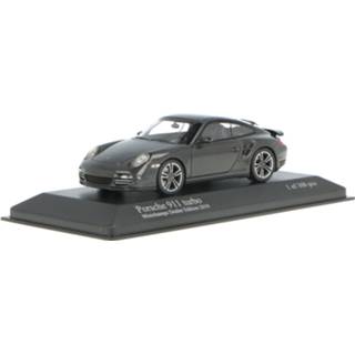 👉 Modelauto ichamps grey metallic Die-Cast Porsche 911 Turbo (Minichamps Dealer Edition) - schaal 1:43 4012138105201