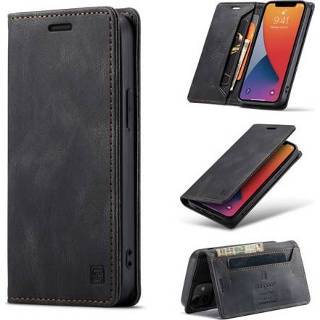 👉 Portemonnee zwart active AutSpace - iPhone 12 Mini hoesje Wallet Book Case Magneetsluiting met RFID bescherming 8719793128717