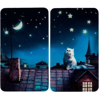 👉 Afdekplaat glas unisex multicolor beschermt uw fornuis Set van 2 afdekplaten Moon Cat Wenko 4008069027699