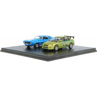 👉 Model auto Die-Cast greenlight blauw Chevrolet 1969 Yenko Camaro / 2002 Mitsubishi Lancer Evolution - Modelauto schaal 1:43 812982023324
