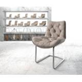 👉 Eetkamerstoel DELIFE Taimi-Flex taupe vintage sledemodel rond verchroomd 4251487175279