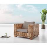 👉 Loungestoel bruin DELIFE Nizza in natuurlijk rotan met kussen 4250342604572