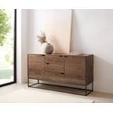 👉 Dressoir bruin DELIFE Loca 140x39 cm acacia 3 lades 2 deuren 4250342613048