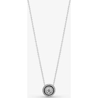 👉 Hals ketting zilver vrouwen clear PANDORA Sparkling Double Halo Collier Necklace, Kettingen, Cubic Zirconia, clear, 399414C01-45