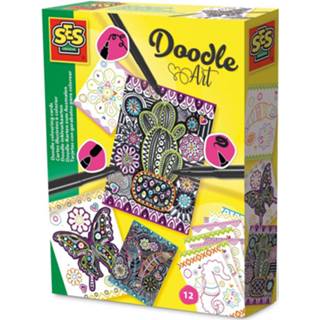 👉 Knutselset One Size GeenKleur Doodle kaarten SES - Kleuren Creative Hobby 8710341140137