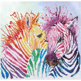 👉 One Size GeenKleur Rainbow Zebras Diamond Dotz - 40x40 cm Painting 4897073244747