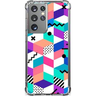 👉 Houten blok Samsung Galaxy S21 Ultra Shockproof Case Blokken Kleurrijk 8720215655803