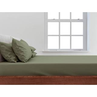 👉 Zo home Satinado Hoeslaken Katoen Satijn 35cm Hoekhoogte - army green