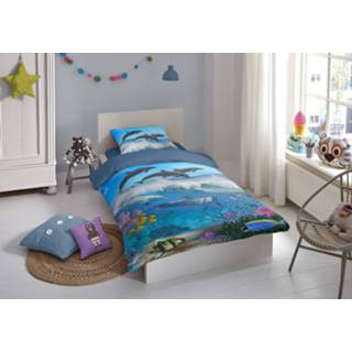 👉 Dekbedovertrek blauw katoen wit Good Morning 140x200/220cm Andre - blue