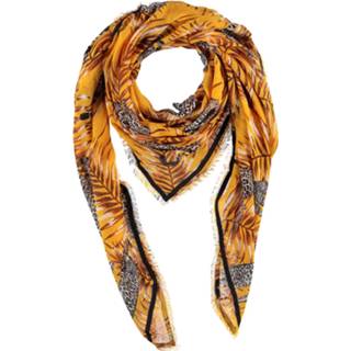 👉 Vierkante sjaal polyester nederlands werpig vrouwen a-symmetrisch patroon geel Sarlini Leopard 8719922488903
