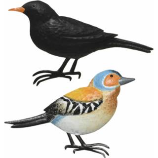 👉 Decoratie vogels/muurvogels Vink en Merel voor in de tuin 38 cm