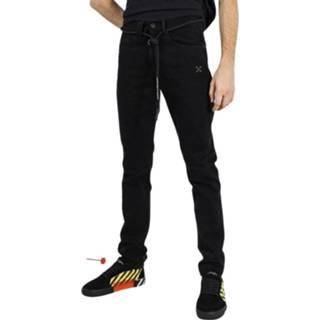 👉 Riem W32 W31 male zwart Denim straight pant with cord belt