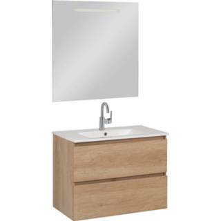 👉 Badmeubelset eiken One Size Saqu Diverso Compleet 80cm inclusief spiegel Nature/Eiken 8714175965720