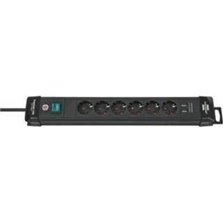 👉 Stekkerdoos zwart male Brennenstuhl Premium-Line 6 stopcontacten + 2 USB 3m H05VV-F 3G1,5 4007123662975