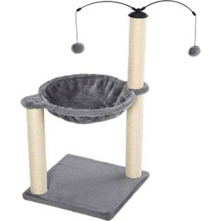 👉 Hangmat active grijs PawHut Kattenboom met speelbal, 4251774969949