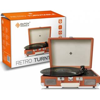 👉 Luidspreker bruin vinyl One Size DUTCH ORIGINALS Retro Draaitafel, met geïntegreerde luidsprekers, Vintage speler voor grammofoonplaten en audioapparatuur, AUX, 2 versterkers 8719831796632