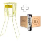 👉 Verpakking One Size geel zwart Balls Unlimited Code Black 18x 4 Stuks Plus Ballenmand