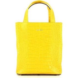 👉 Medium onesize vrouwen geel Shopper Verticale Gioia in pelle Cocco