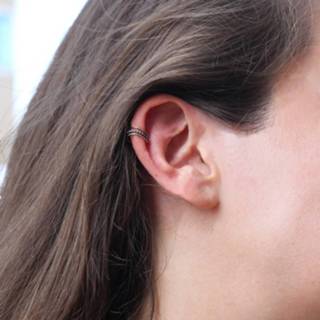👉 Zilverkleurig zilveren zilver rond lucardi ear cuff bewerkt 11mm Bali 8719802091407
