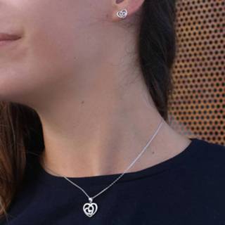 👉 Zilveren set ketting&oorbellen harten met zirkonia