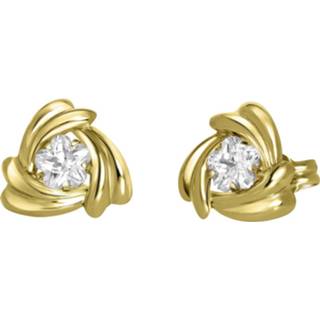👉 Oorbel lucardi zirkonia goud wit goudkleurig 14 karaat geelgouden oorbellen swirl met 8719802103803