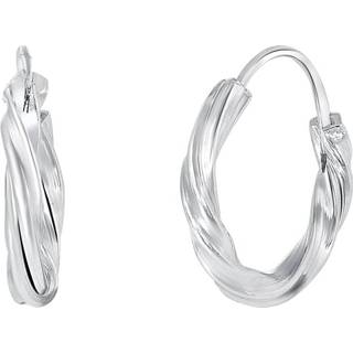 👉 Oorbel zilver lucardi rond zilverkleurig zilveren oorbellen gedraaid rhodiumplated 8717637950982