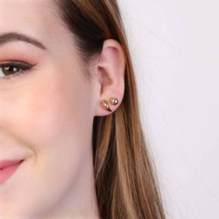 👉 Oorknop goudkleurig lucardi geel 9 Karaat oorknoppen fantasie 8717637879276