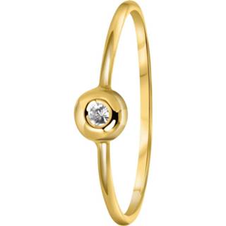 👉 Zirkonia lucardi rond wit Color-Goud goud goudkleurig 14 karaat geelgouden ring met 8719802102974