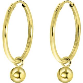 👉 Oorbel lucardi goud rond goudkleurig 14 karaat geelgouden oorbellen bal 8719802127946