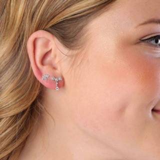 👉 Oorbel zilverkleurig zilveren zilver bloem wit zirkonia lucardi oorbellen bloemen 8719802079306