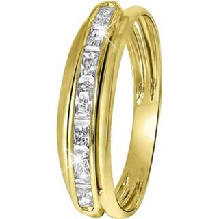 👉 Zirkonia lucardi goud wit goudkleurig Geelgouden rail ring met 8717637942611