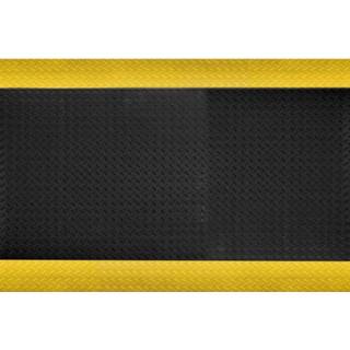 👉 Werkplaatsmat gele zwart Ergonomische op rol - Aflopende rand Breedte 90 c