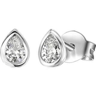 👉 Oorknop wit lucardi zirkonia zilver zilverkleurig Zilveren oorknoppen druppel 8719802188343