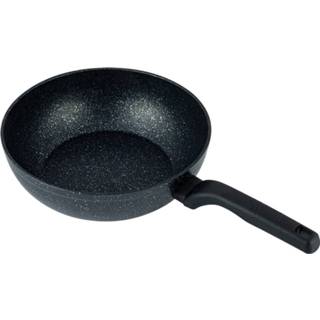 👉 Zwart One Size Korkmaz-A1119 Ornella-Wok Pan- Graniet-Bakeliet Grip-28x8,5 cm 8691607011197