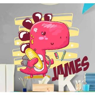 👉 Muursticker nederlands Dino Naar school gaan met naam