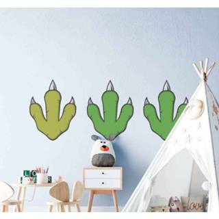 👉 Muursticker groene nederlands Dino dinosaurusvoetafdrukken