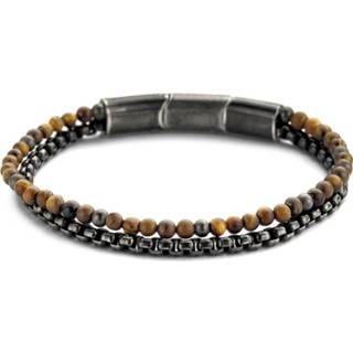 👉 Armband staal One Size no color Frank 1967 7FB 0404 Beads staal/tijgeroog sonyschakel oxide 4 mm 8720143830365