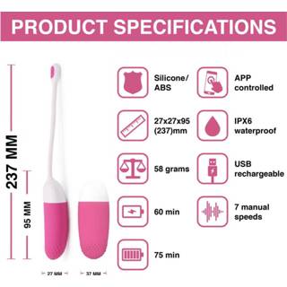 👉 Vibratie eitje geel One Size roze Magic Motion - Vini App Controlled Koraal/Geel 6958136103406