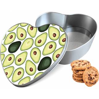 👉 Koektrommel wit aluminium hart avocado's woon accessoires - Bewaarblik 14x15x5 cm 8720329635579