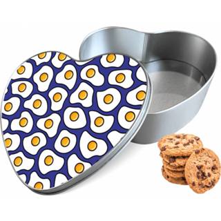 👉 Koektrommel wit aluminium hart eitje woon accessoires - Bewaarblik 14x15x5 cm 8720329635593