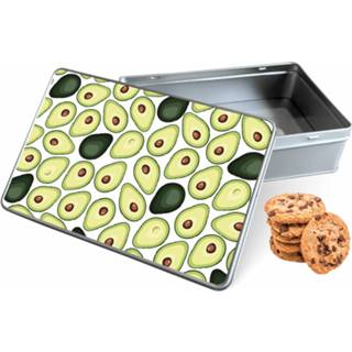 👉 Koektrommel multi-color rechthoek avocado's woon accessoires - Bewaarblik 20x13x5 cm 8720329635685