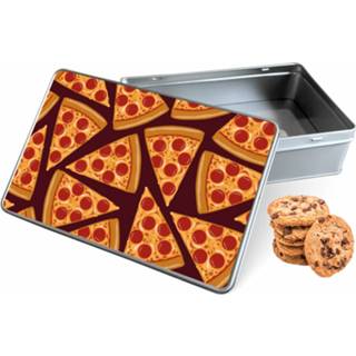 👉 Koektrommel wit rechthoek Pizza Party woon accessoires - Bewaarblik 20x13x5 cm 8720329635746