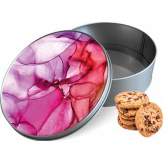 👉 Koektrommel multi-color aluminium rond K Art woon accessoires Ink - Bewaarblik 15x15x5 cm 8720329642799